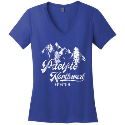 Pacific Northwest Get Outside Gift Cascadia Pnw Women's V-Neck T-Shirt