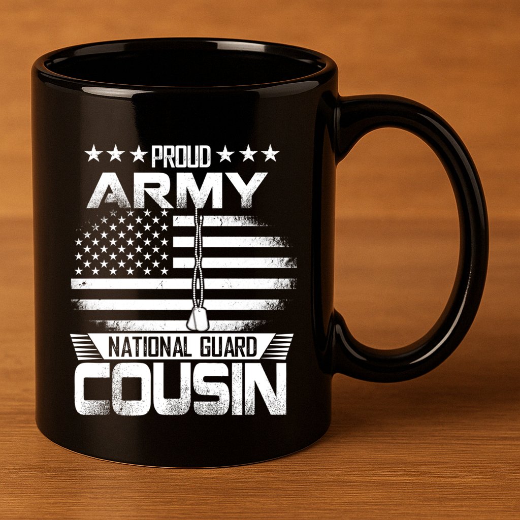Proud National Guard Veteran Cousin With Us Flag Patrioitc Gift 11oz C Handle Ceramic Mug