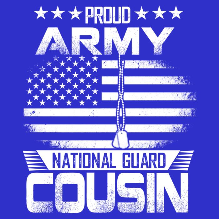 Proud National Guard Veteran Cousin With Us Flag Patrioitc Gift V-Neck T-Shirt