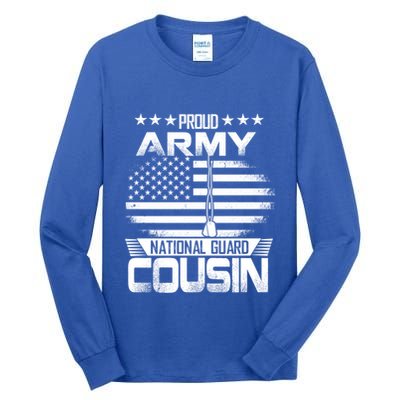 Proud National Guard Veteran Cousin With Us Flag Patrioitc Gift Tall Long Sleeve T-Shirt