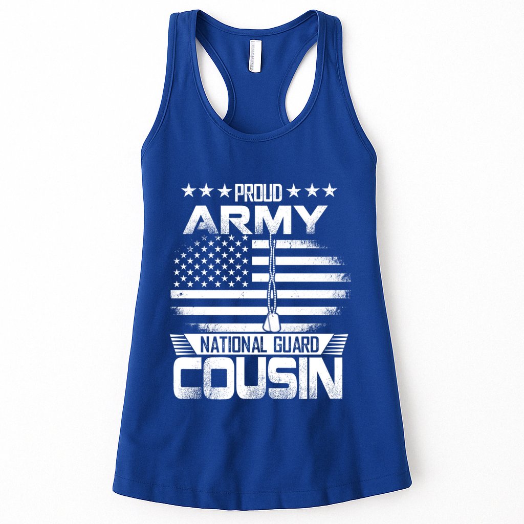 Proud National Guard Veteran Cousin With Us Flag Patrioitc Gift Womens Tank Top