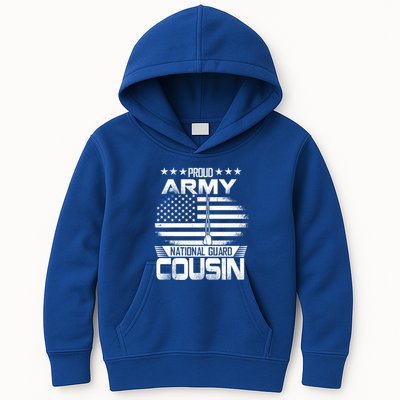Proud National Guard Veteran Cousin With Us Flag Patrioitc Gift Kids Hoodie