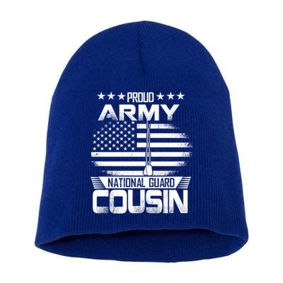 Proud National Guard Veteran Cousin With Us Flag Patrioitc Gift Short Acrylic Beanie