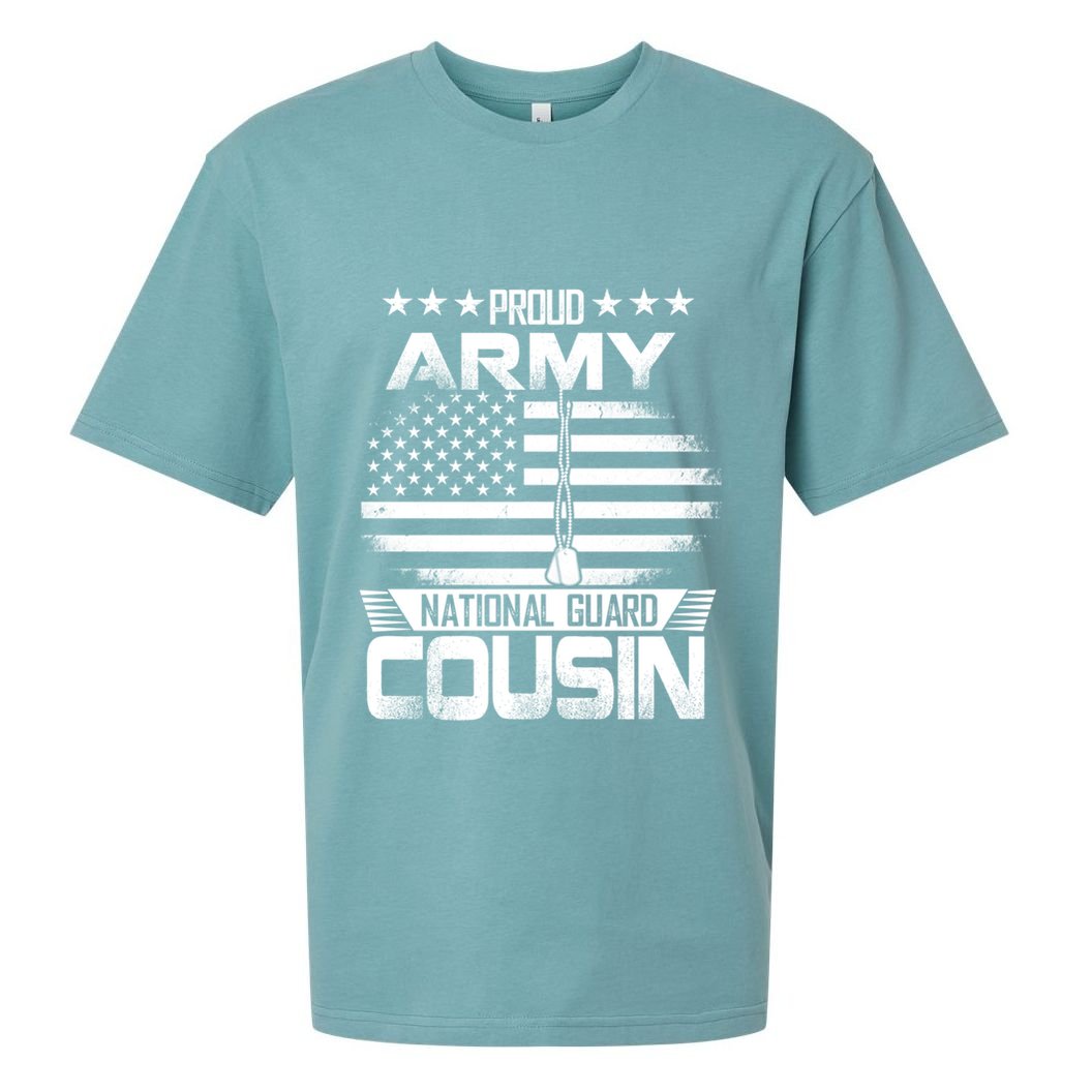 Proud National Guard Veteran Cousin With Us Flag Patrioitc Gift Sueded Cloud Jersey T-Shirt