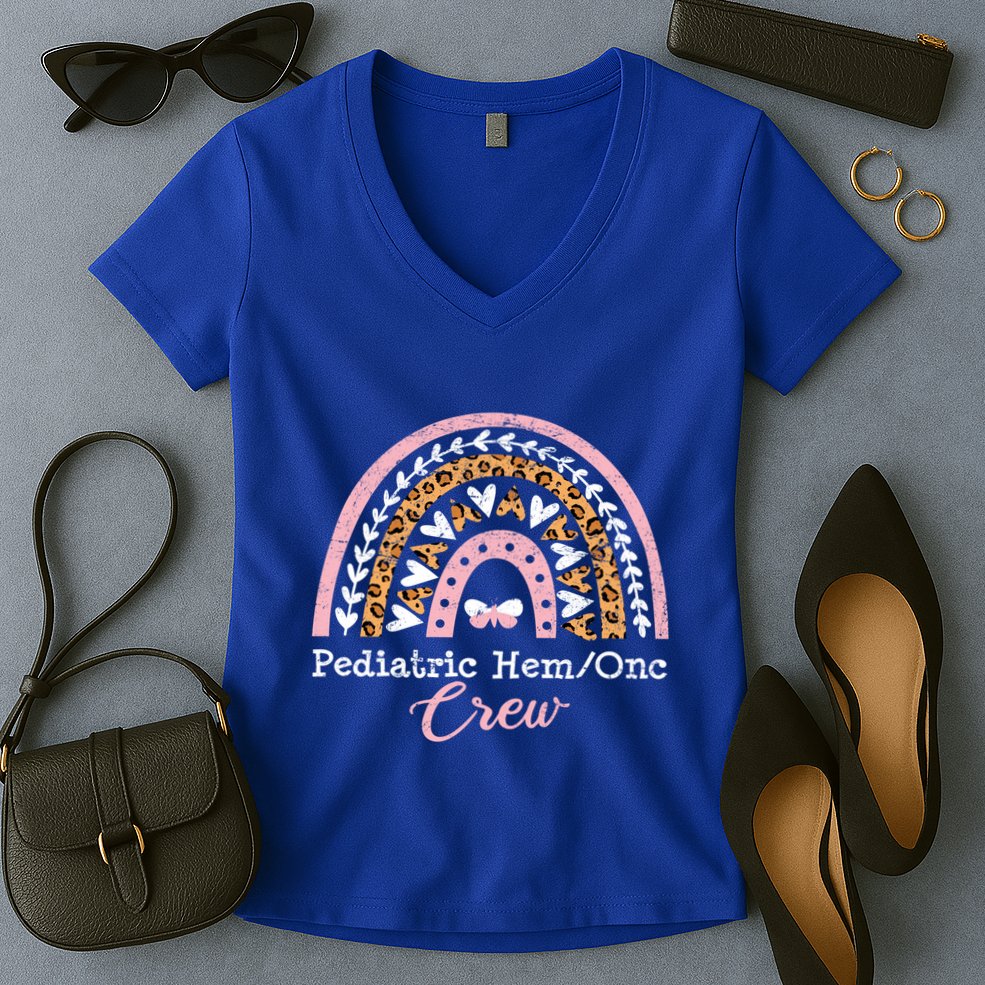 Pediatric Nurse Hemonc Pediatric Hematology Oncology Gift Women's V-Neck T-Shirt