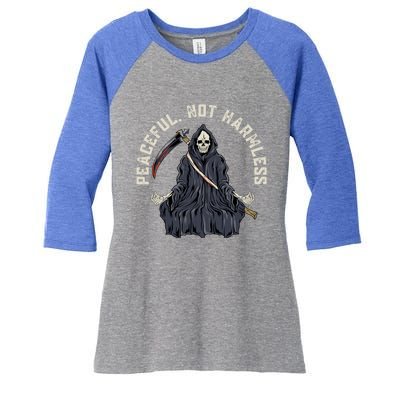 Peaceful, Not Harmless Peaceful Not Harmless Women's Tri-Blend 3/4-Sleeve Raglan Shirt