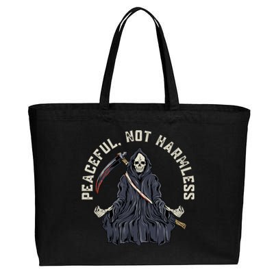 Peaceful, Not Harmless Peaceful Not Harmless Cotton Canvas Jumbo Tote