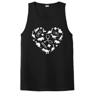 Pediatric Nurse Heart Cute Dinosaur Pediatric Physical Peds PosiCharge Competitor Tank