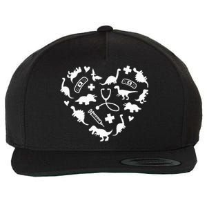 Pediatric Nurse Heart Cute Dinosaur Pediatric Physical Peds Wool Snapback Cap