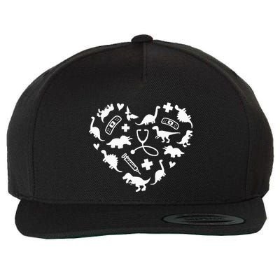 Pediatric Nurse Heart Cute Dinosaur Pediatric Physical Peds Wool Snapback Cap