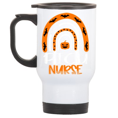 Picu Nurse Halloween Pumpkin Rainbow Pediatric Icu Nursing Gift Stainless Steel Travel Mug