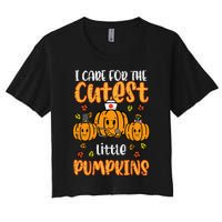 Pumpkins Nurse Halloween Scrub Top Fall Thanksgiving Women Women's Crop Top Tee