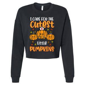 Pumpkins Nurse Halloween Scrub Top Fall Thanksgiving Women Cropped Pullover Crew