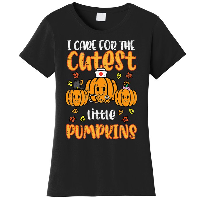 Pumpkins Nurse Halloween Scrub Top Fall Thanksgiving Women Women's T-Shirt