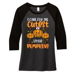 Pumpkins Nurse Halloween Scrub Top Fall Thanksgiving Women Women's Tri-Blend 3/4-Sleeve Raglan Shirt