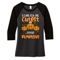 Pumpkins Nurse Halloween Scrub Top Fall Thanksgiving Women Women's Tri-Blend 3/4-Sleeve Raglan Shirt