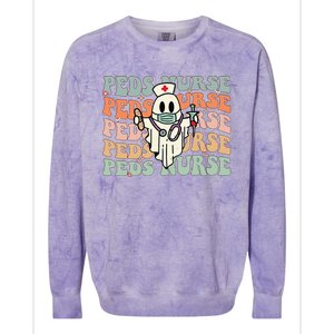 Pediatric Nurse Halloween Pediatric Nursing Funny Peds Nurse Colorblast Crewneck Sweatshirt