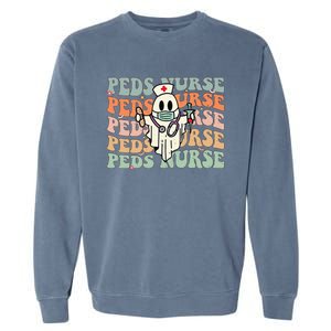 Pediatric Nurse Halloween Pediatric Nursing Funny Peds Nurse Garment-Dyed Sweatshirt