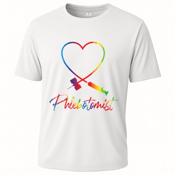 Phlebotomist Needle Heart Healthcare Worker Phlebotomy Cooling Performance Crew T-Shirt