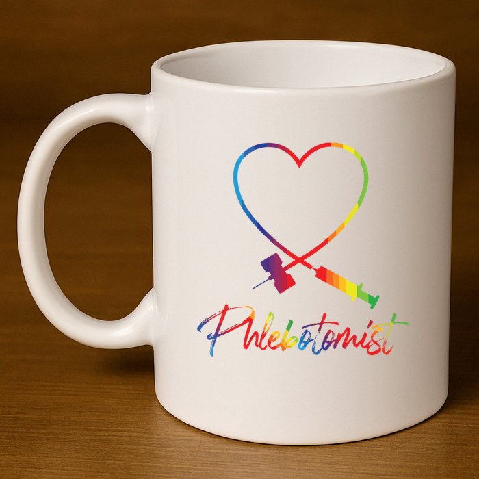 Phlebotomist Needle Heart Healthcare Worker Phlebotomy 11oz C Handle Ceramic Mug