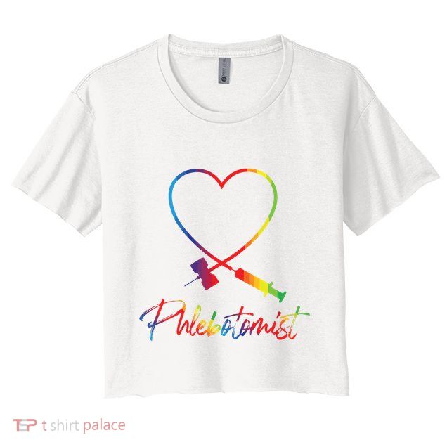 Phlebotomist Needle Heart Healthcare Worker Phlebotomy Crop Top
