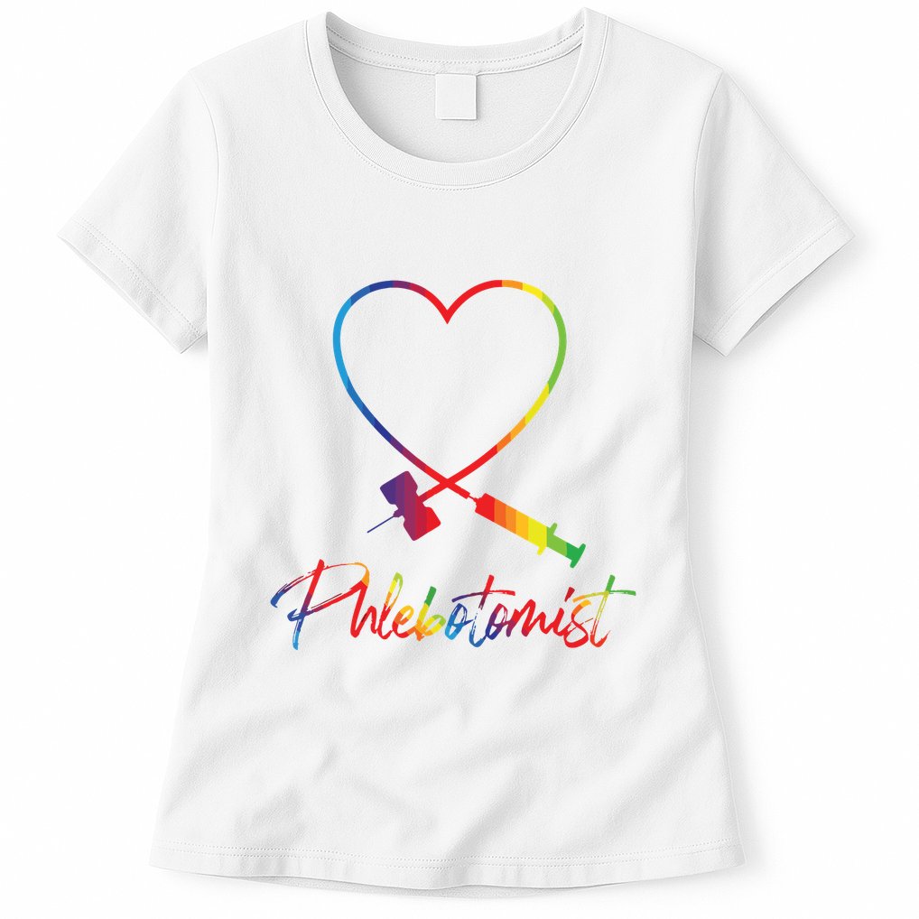 Phlebotomist Needle Heart Healthcare Worker Phlebotomy Womens T-Shirt