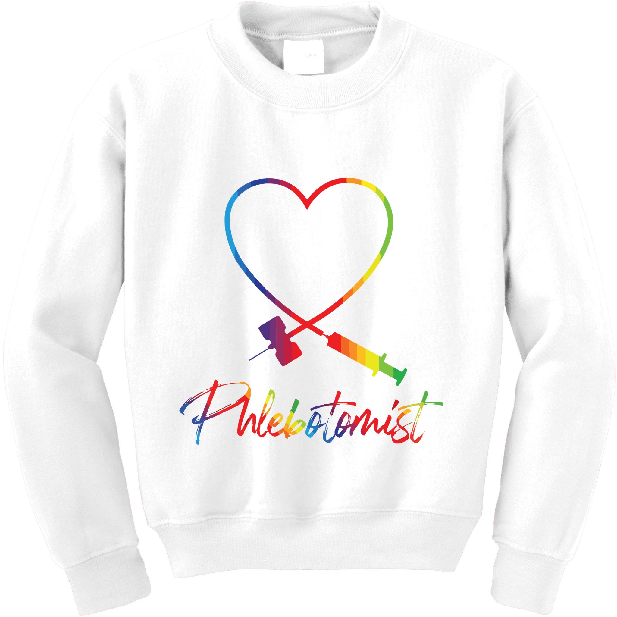 Phlebotomist Needle Heart Healthcare Worker Phlebotomy Kids Sweatshirt