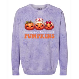 Pumpkins Nurse Halloween Scrub Top Fall Thanksgiving Cool Gift Colorblast Crewneck Sweatshirt