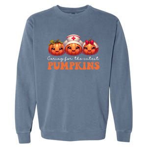 Pumpkins Nurse Halloween Scrub Top Fall Thanksgiving Cool Gift Garment-Dyed Sweatshirt