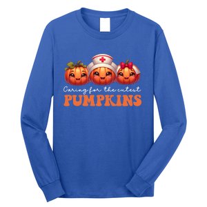 Pumpkins Nurse Halloween Scrub Top Fall Thanksgiving Cool Gift Long Sleeve Shirt