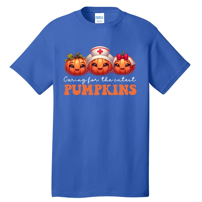 Pumpkins Nurse Halloween Scrub Top Fall Thanksgiving Cool Gift Tall T-Shirt