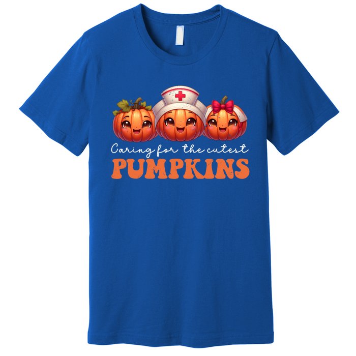 Pumpkins Nurse Halloween Scrub Top Fall Thanksgiving Cool Gift Premium T-Shirt