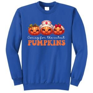 Pumpkins Nurse Halloween Scrub Top Fall Thanksgiving Cool Gift Tall Sweatshirt