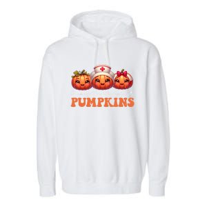 Pumpkins Nurse Halloween Scrub Top Fall Thanksgiving Cool Gift Garment-Dyed Fleece Hoodie