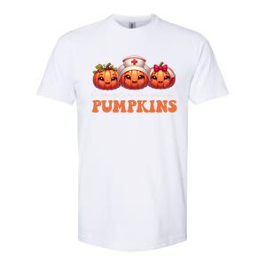 Pumpkins Nurse Halloween Scrub Top Fall Thanksgiving Cool Gift Softstyle CVC T-Shirt