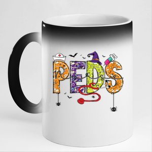 Pediatric Nurse Halloween Pediatric Nursing Funny Peds Nurse 11oz Black Color Changing Mug