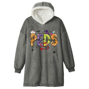 Pediatric Nurse Halloween Pediatric Nursing Funny Peds Nurse Hooded Wearable Blanket