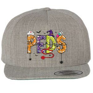 Pediatric Nurse Halloween Pediatric Nursing Funny Peds Nurse Wool Snapback Cap