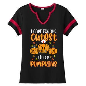 Pumpkins Nurse Halloween Scrub Top Fall Thanksgiving Ladies Halftime Notch Neck Tee