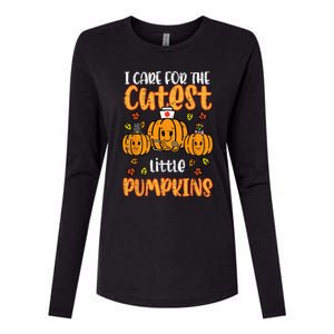 Pumpkins Nurse Halloween Scrub Top Fall Thanksgiving Womens Cotton Relaxed Long Sleeve T-Shirt