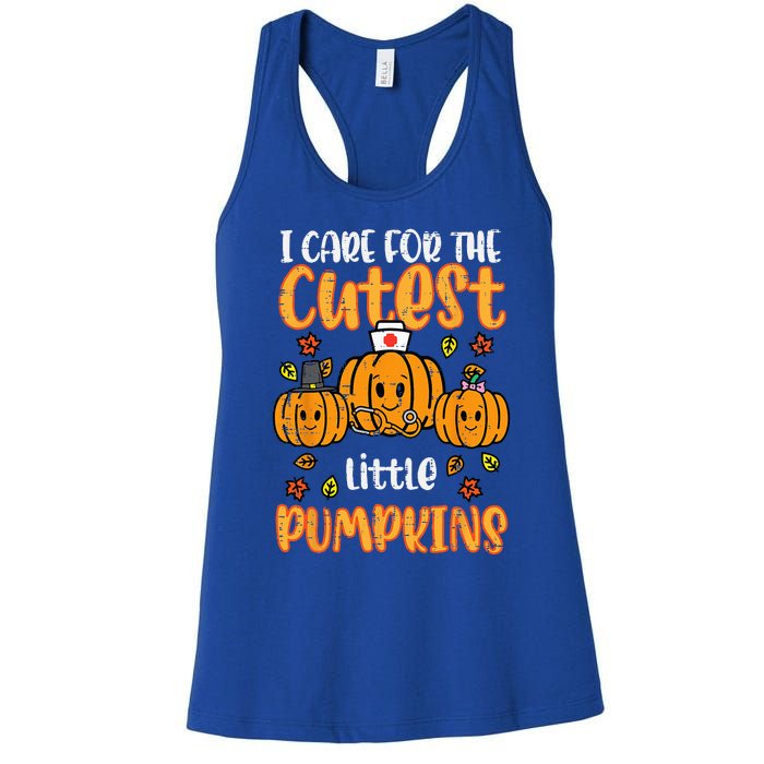 Pumpkins Nurse Halloween Scrub Top Fall Thanksgiving Women's Racerback Tank