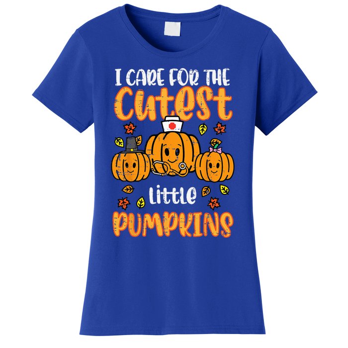 Pumpkins Nurse Halloween Scrub Top Fall Thanksgiving Women's T-Shirt