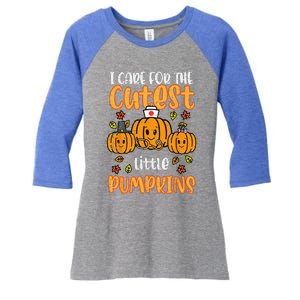 Pumpkins Nurse Halloween Scrub Top Fall Thanksgiving Women's Tri-Blend 3/4-Sleeve Raglan Shirt