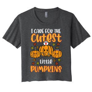 Pumpkins Nurse Halloween Scrub Top Fall Thanksgiving Women's Crop Top Tee