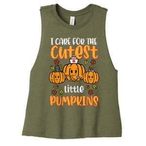 Pumpkins Nurse Halloween Scrub Top Fall Thanksgiving Women's Racerback Cropped Tank