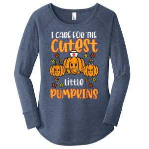 Pumpkins Nurse Halloween Scrub Top Fall Thanksgiving Women's Perfect Tri Tunic Long Sleeve Shirt