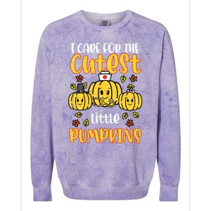 Pumpkins Nurse Halloween Scrub Top Fall Thanksgiving Women Colorblast Crewneck Sweatshirt