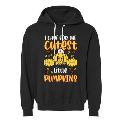 Pumpkins Nurse Halloween Scrub Top Fall Thanksgiving Women Garment-Dyed Fleece Hoodie