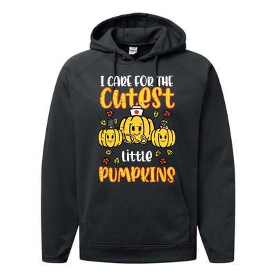 Pumpkins Nurse Halloween Scrub Top Fall Thanksgiving Women Performance Fleece Hoodie