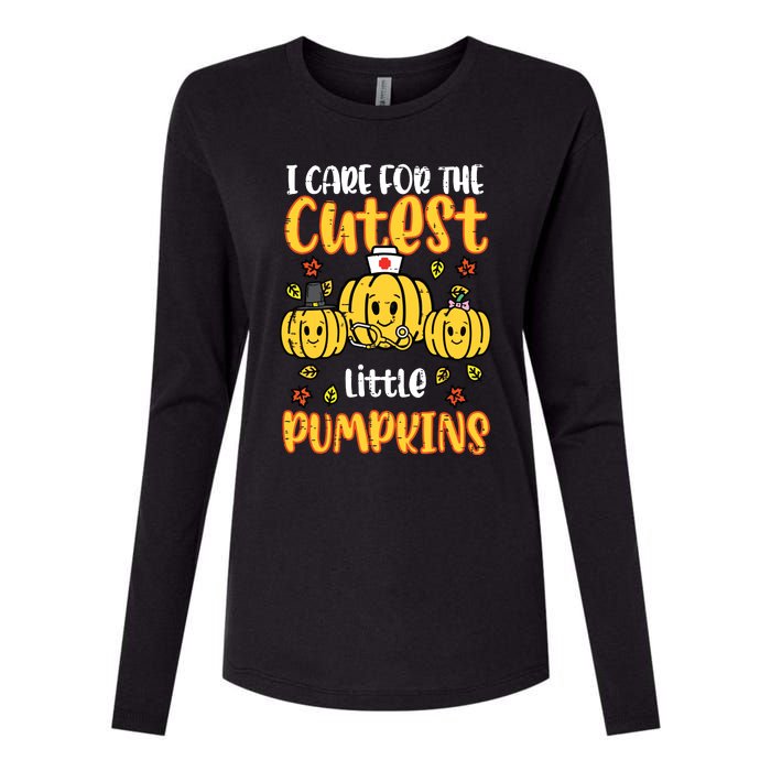 Pumpkins Nurse Halloween Scrub Top Fall Thanksgiving Women Womens Cotton Relaxed Long Sleeve T-Shirt